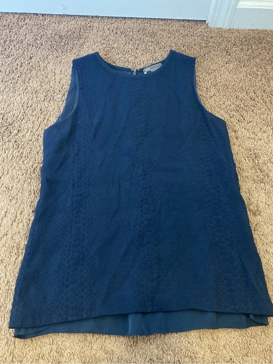 Vince Tops - Vince NAVY Snakeskin Jacquard Silk Layered Top Sleeveless Tank Top Blouse 4